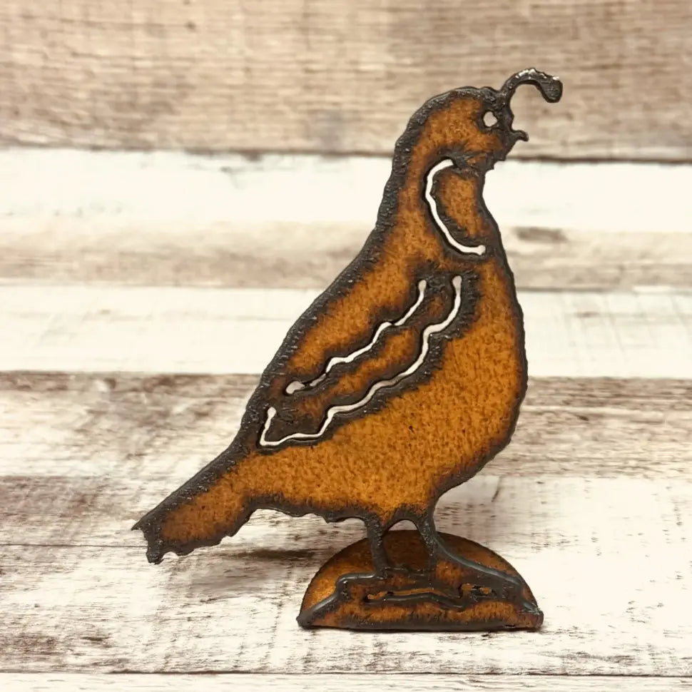 Quail Doodad Rustic Metal Garden Tabletop Figurine Usa Made