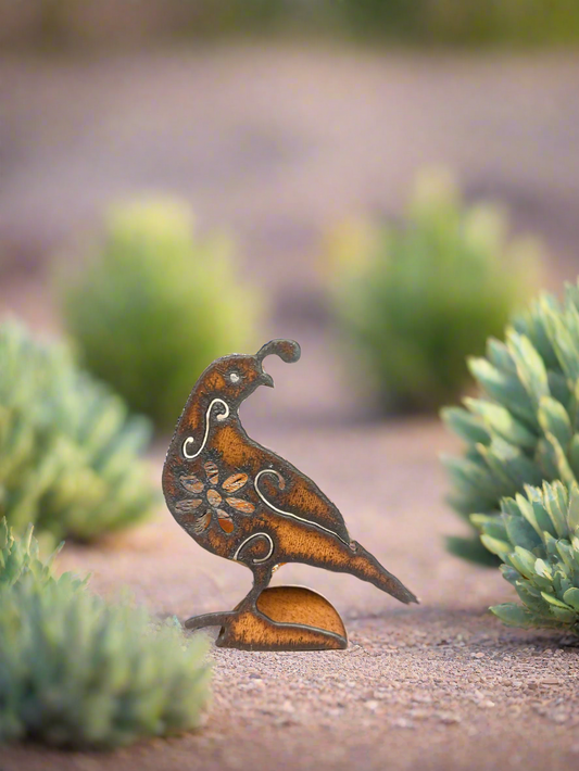 Quail GARDEN FRIEND Rustic Metal Doodad Figurine