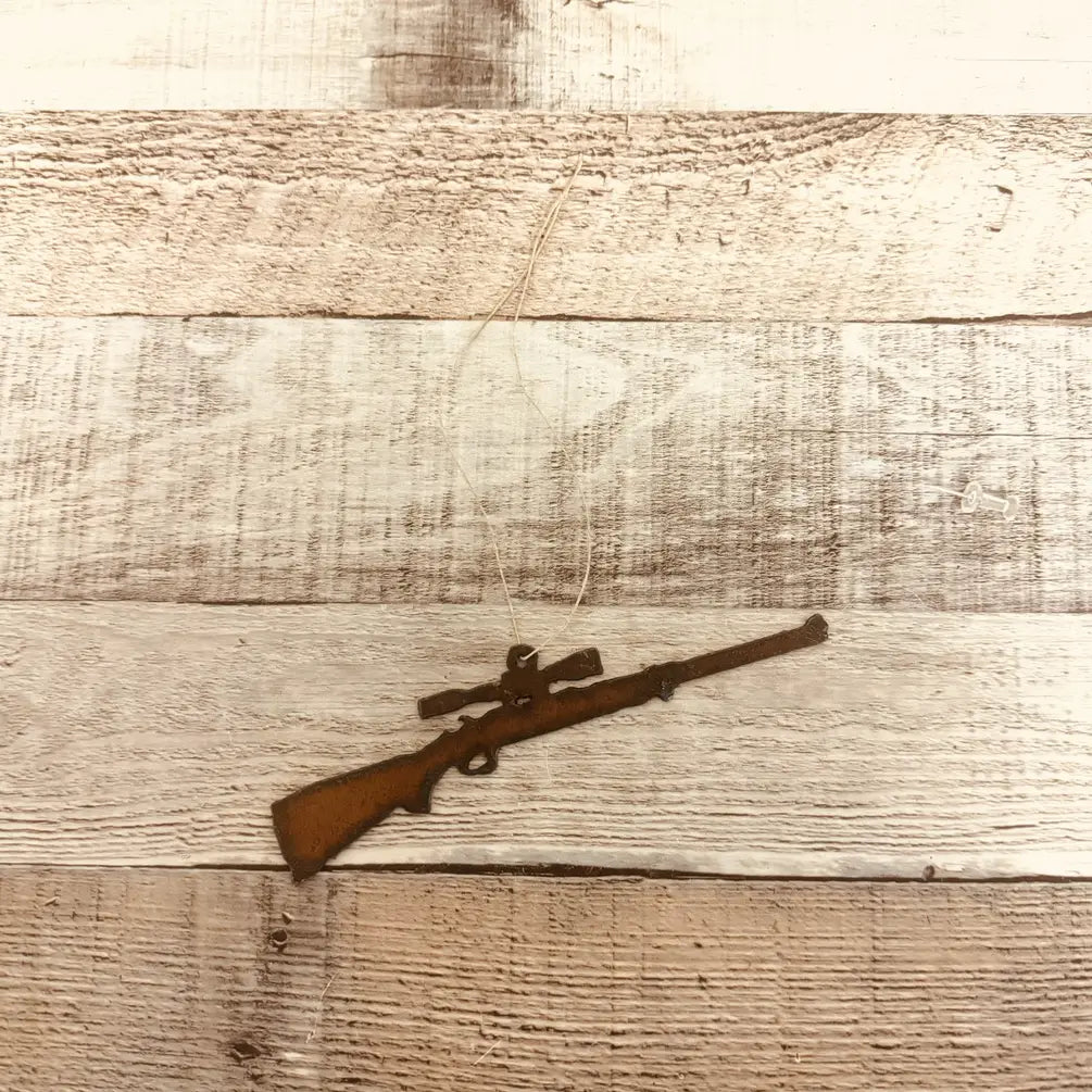 Hunting Rifle Rustic Metal Lodge Sportsman Ornament