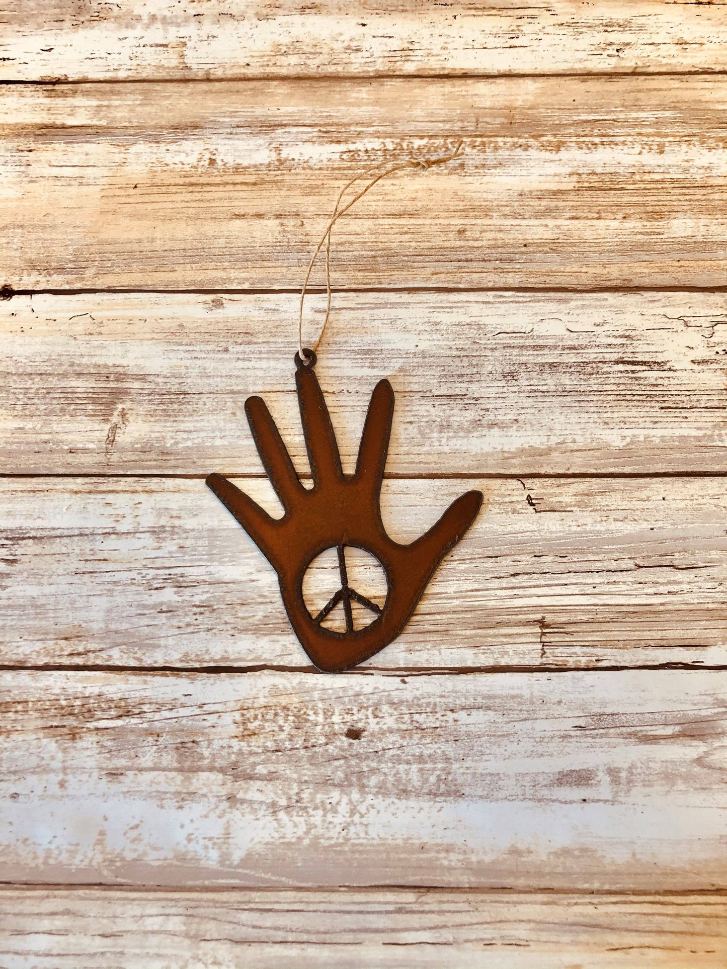 Hand With Peace Symbol Ornament