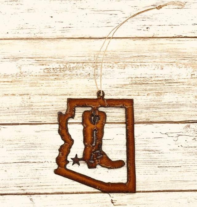 Arizona Outline Ornament with Boot