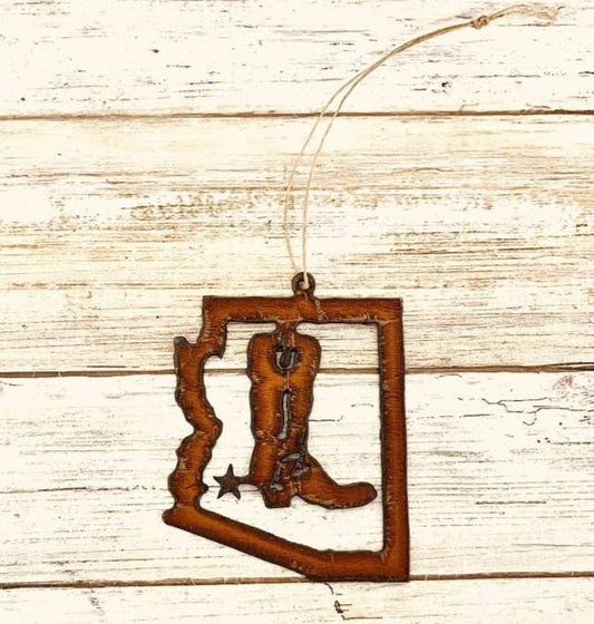 Arizona Outline Ornament with Boot