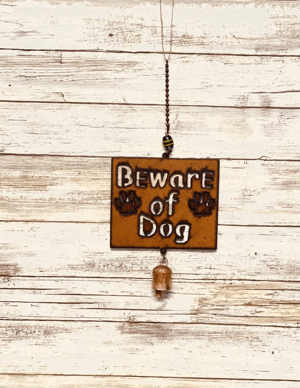 Beware of Dog Warning Sign Garden Bell  Mobile