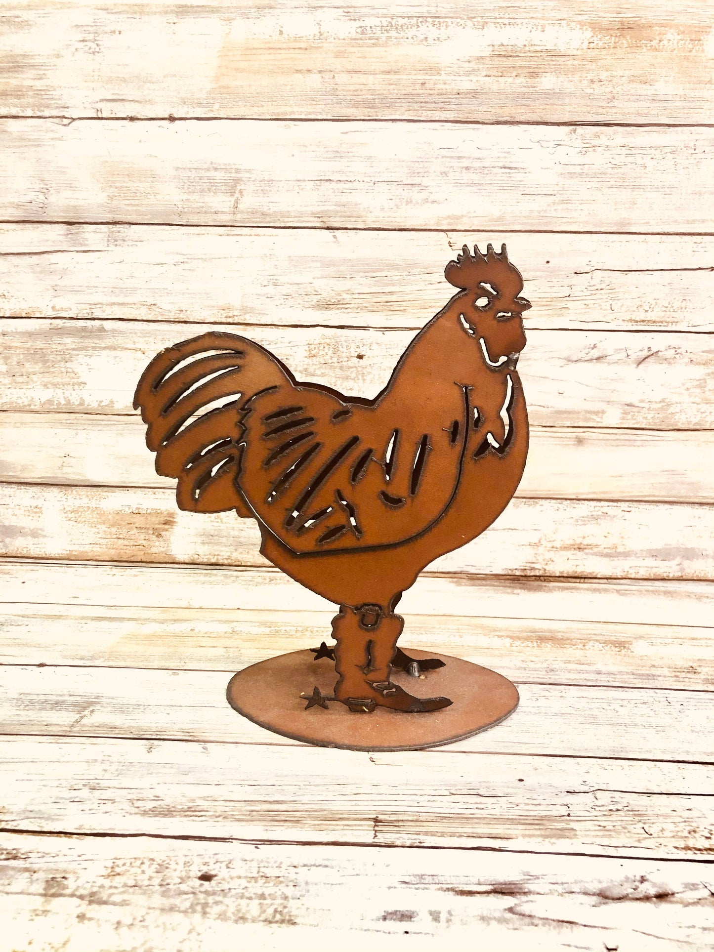 Chicken with Boots Small Rustic Farm Decor