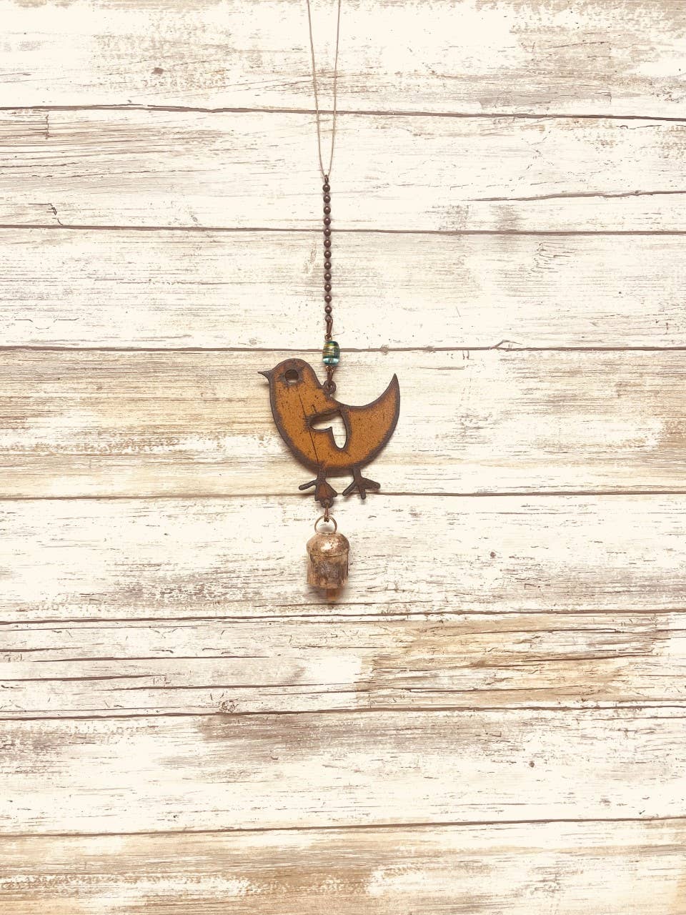 Cute Bird with Feet Rustic Metal Valentines Garden Chime