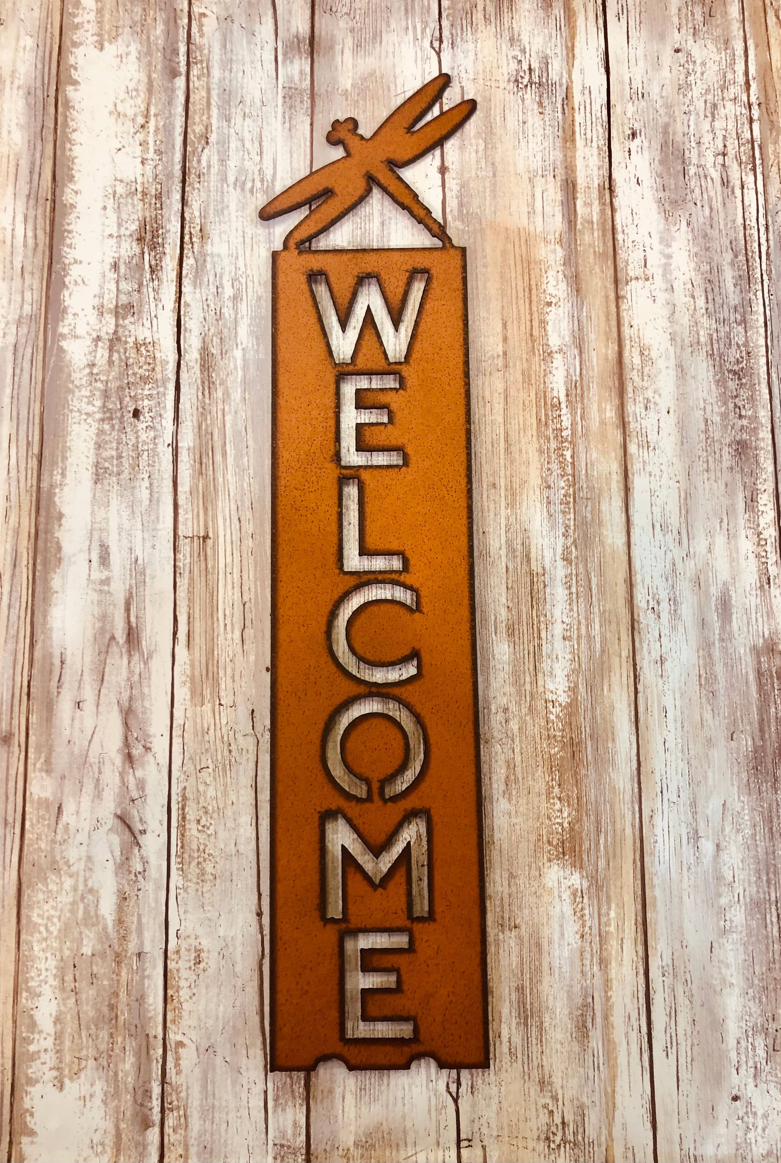 Dragonfly Vertical Welcome sign – Universal Ironworks USA