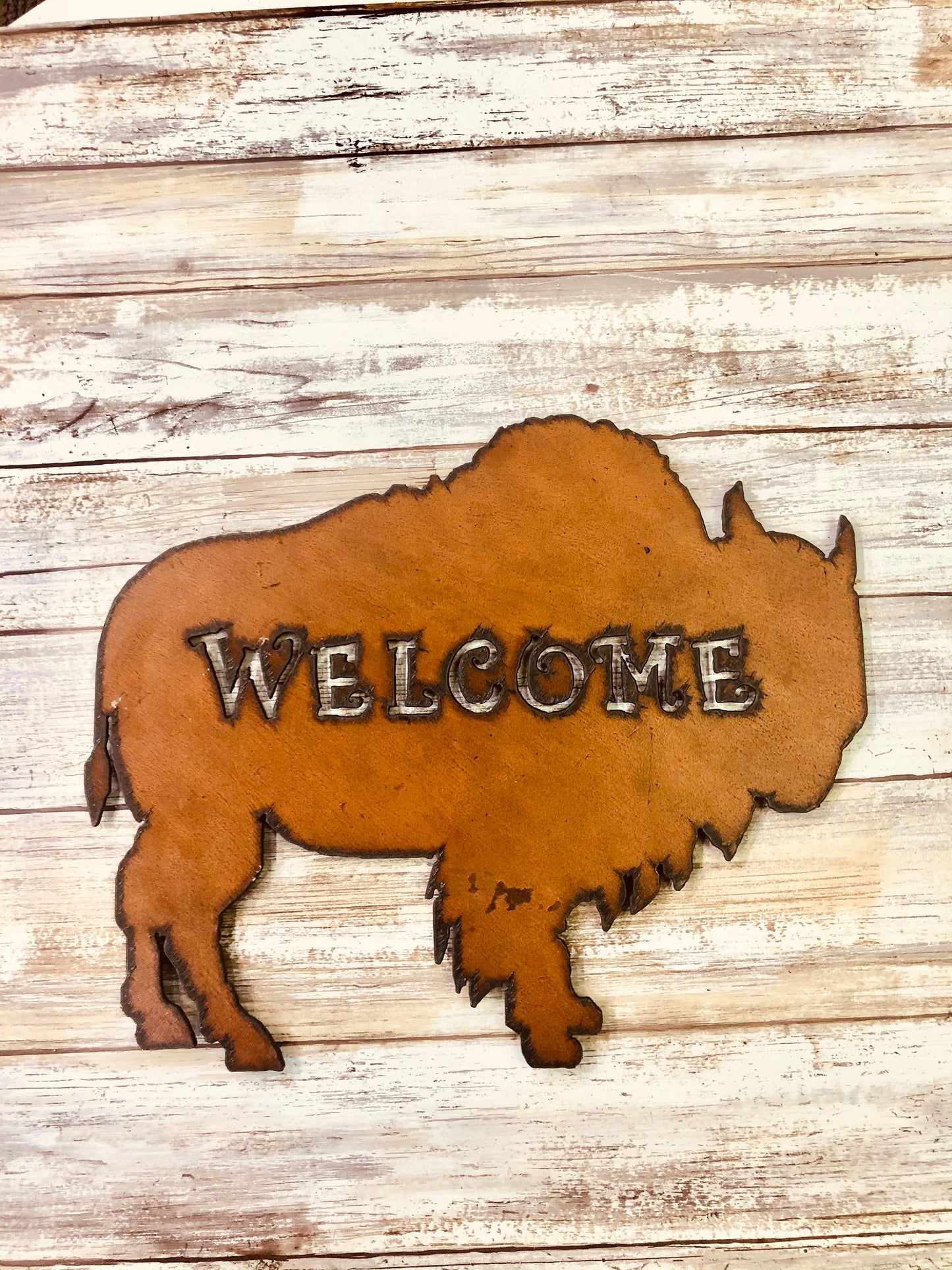 Buffalo Image Welcome Rustic Sign