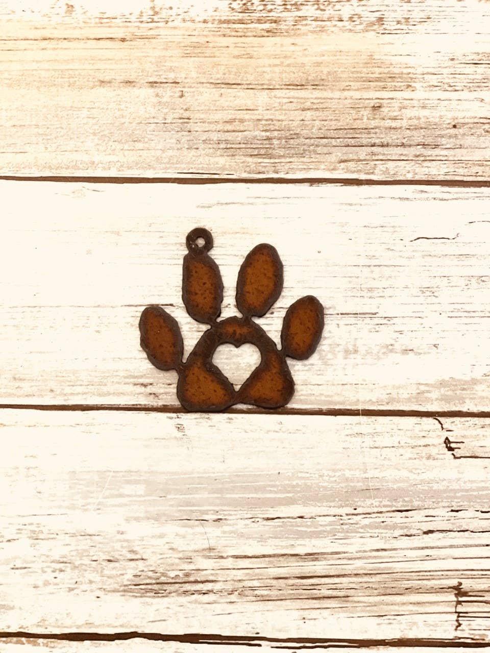 Paw With Heart Charm Rustic Pet  Pendant