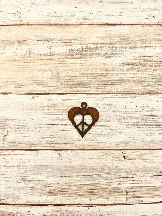 Heart with Peace Symbol Charm Pendant