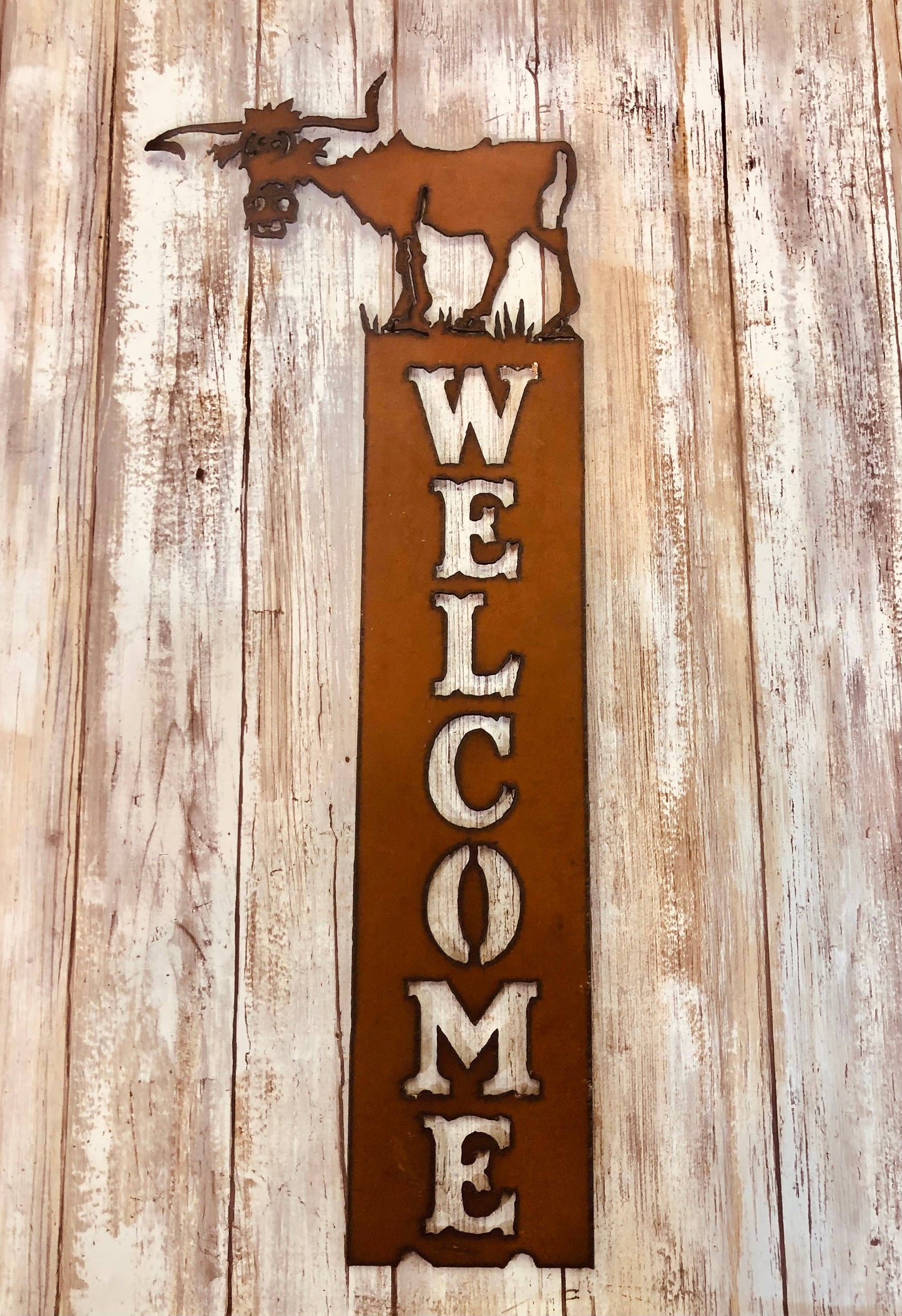Mad Cow Silly Western Vertical Welcome Sign