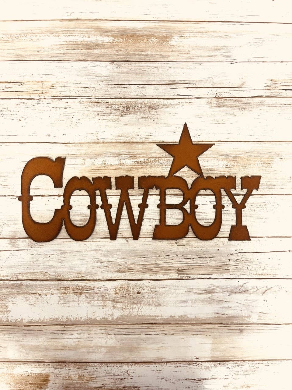 Cowboy With Star Western Rustic Wall SIgn