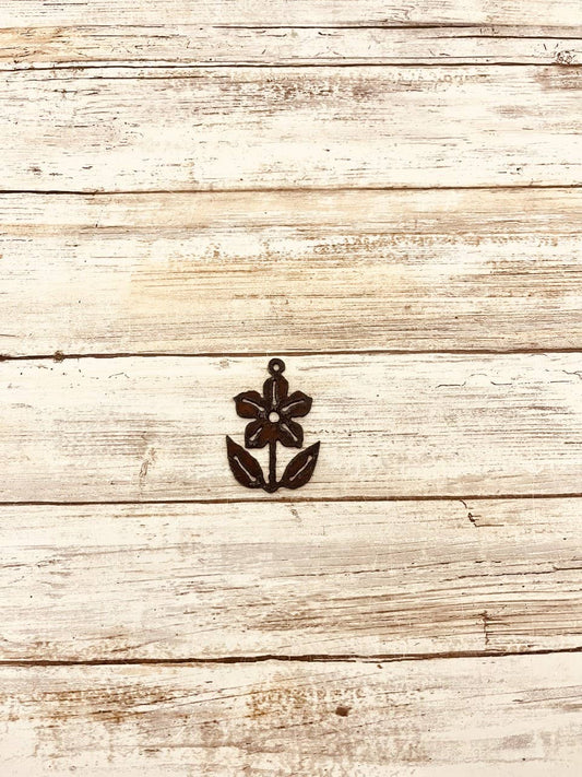 Avery Flower Charm Rustic Metal Pendant