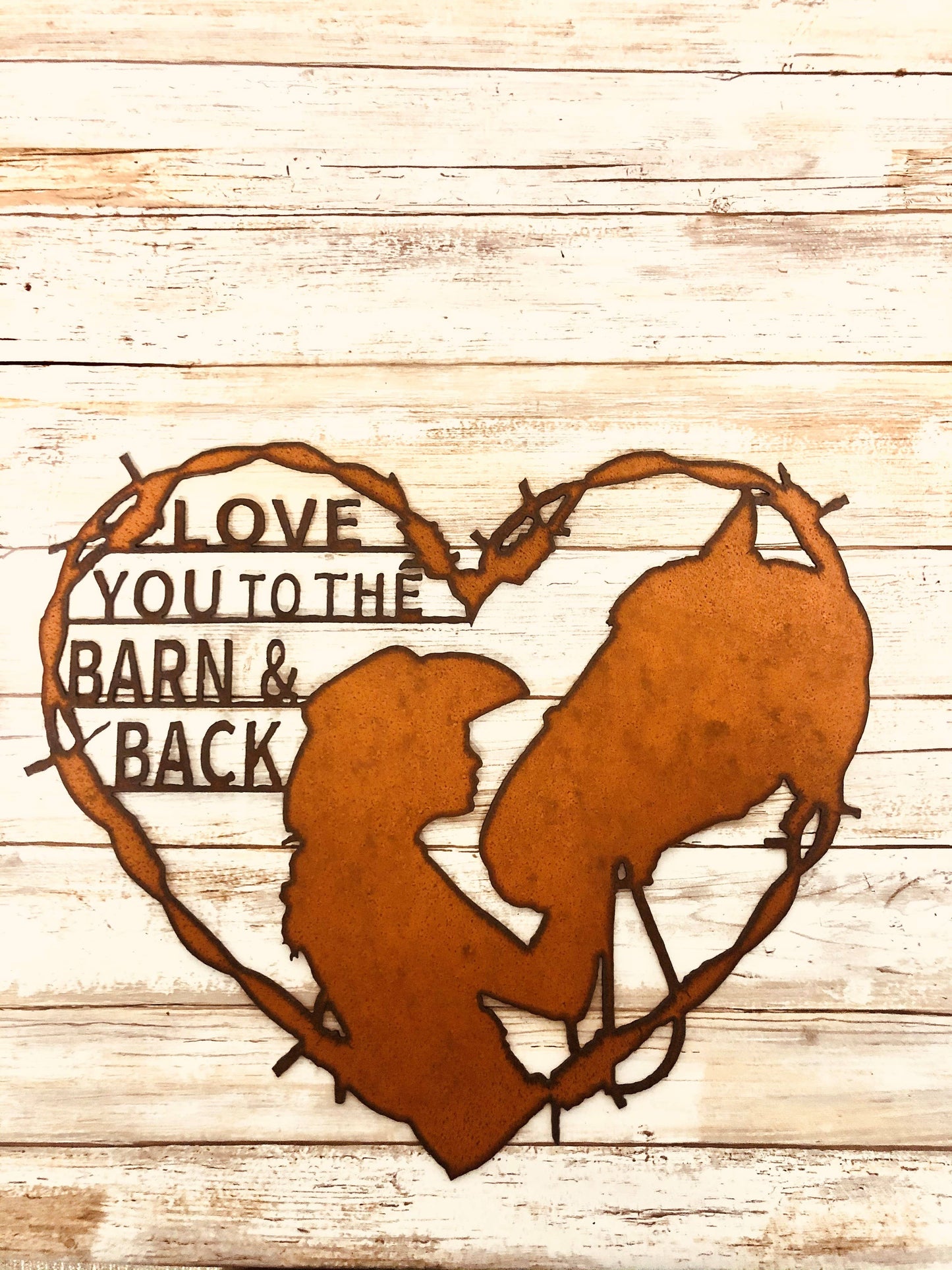 I love you to the Barn and Back Horse Lover Rustic sign