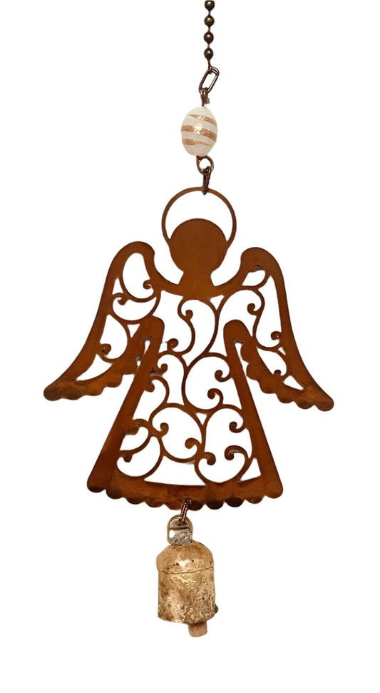 Angel Wings Down Single Bell Rustic Memorial Gift