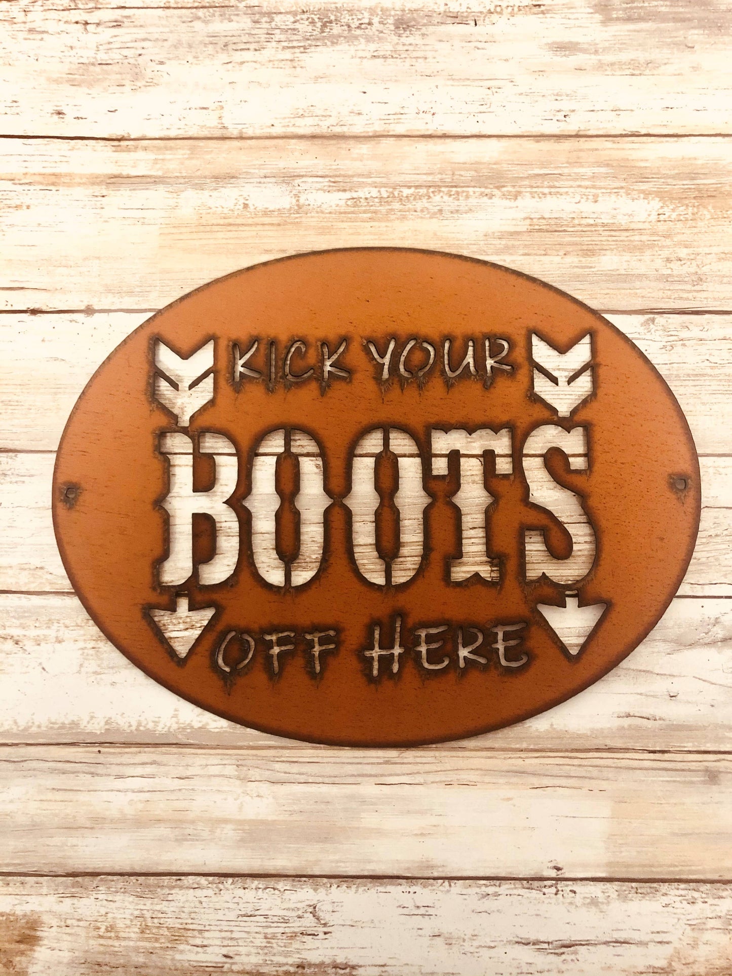 Kick off your Boots Western Rustic Metal Sign