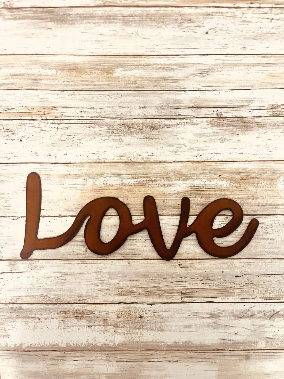 Love Cursive Sign Rustic Metal Made in The USA