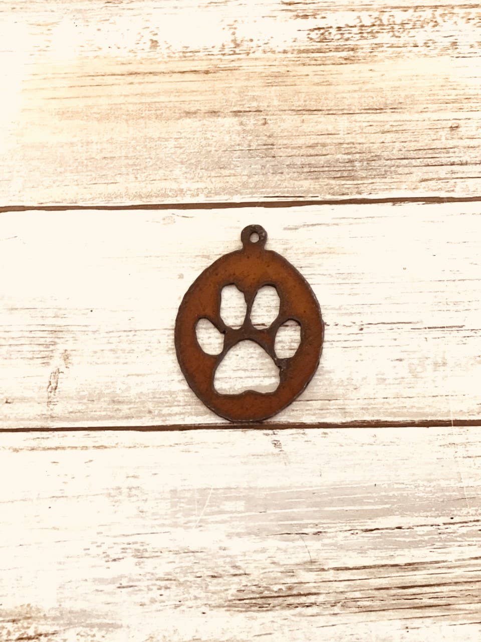 Paw In Oval Charm Rustic Pet GIft