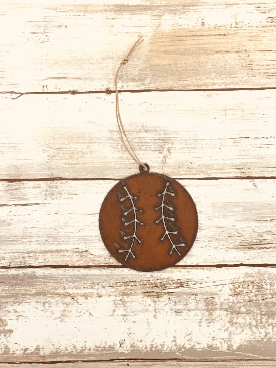 Baseball Ornament Rustic Metal Sports Ornament