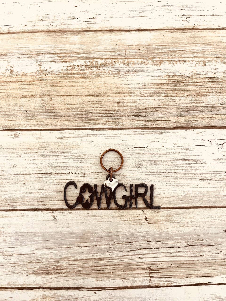 Cowgirl word Western Rustic Keychain