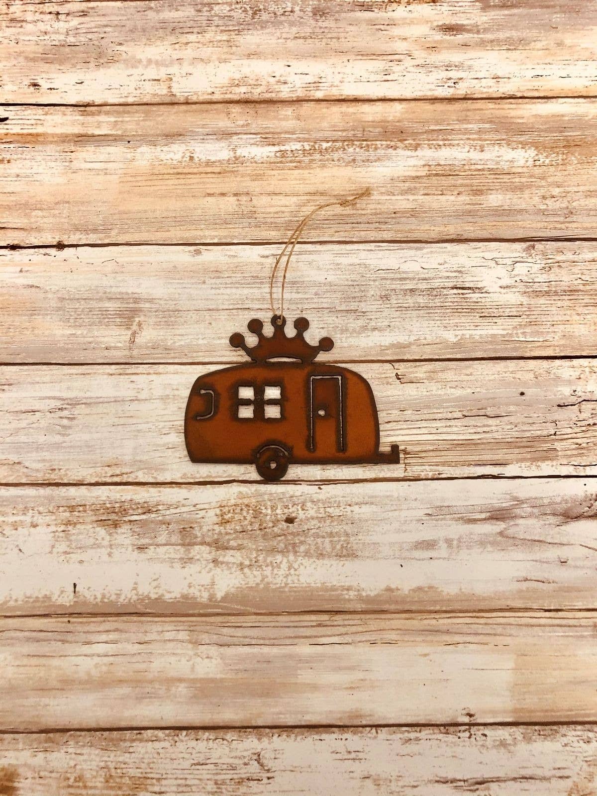 Camper Trailer with Crown Glamping Koa Ornament