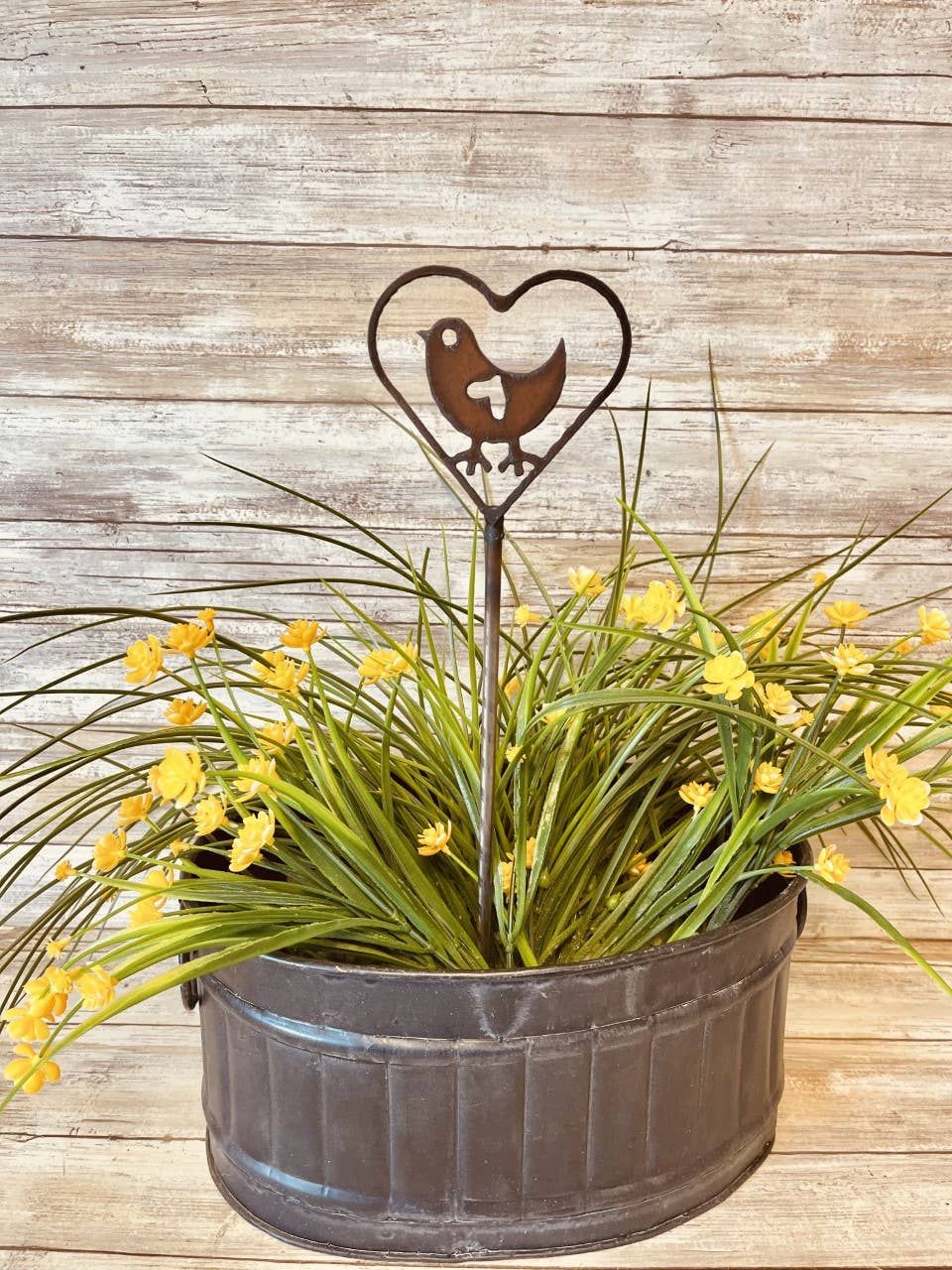 Heart Outline with Cute Bird Valentine Plant Stake