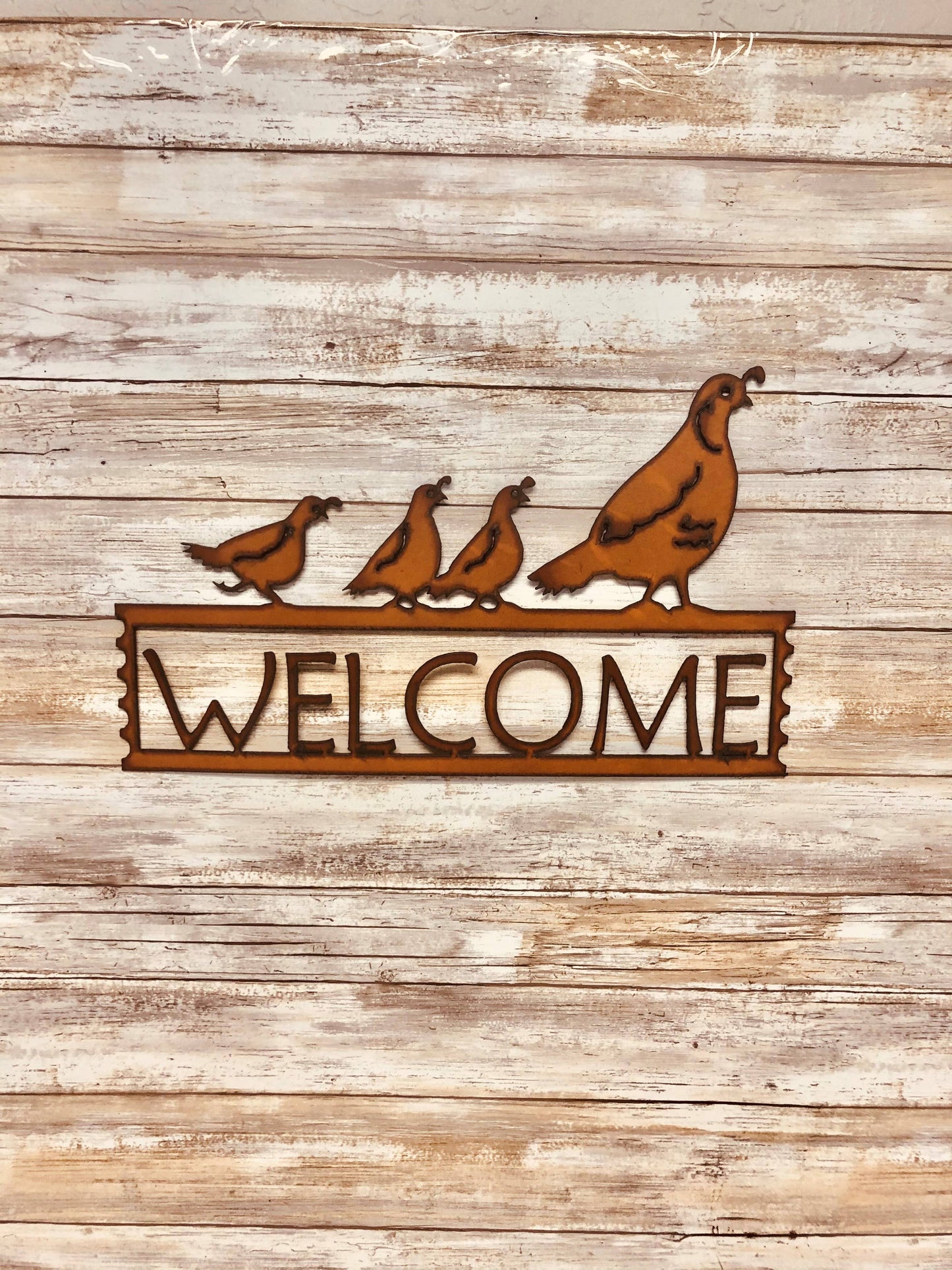 Quail Family Southwest  Horizontal Stay In Welcome Sign