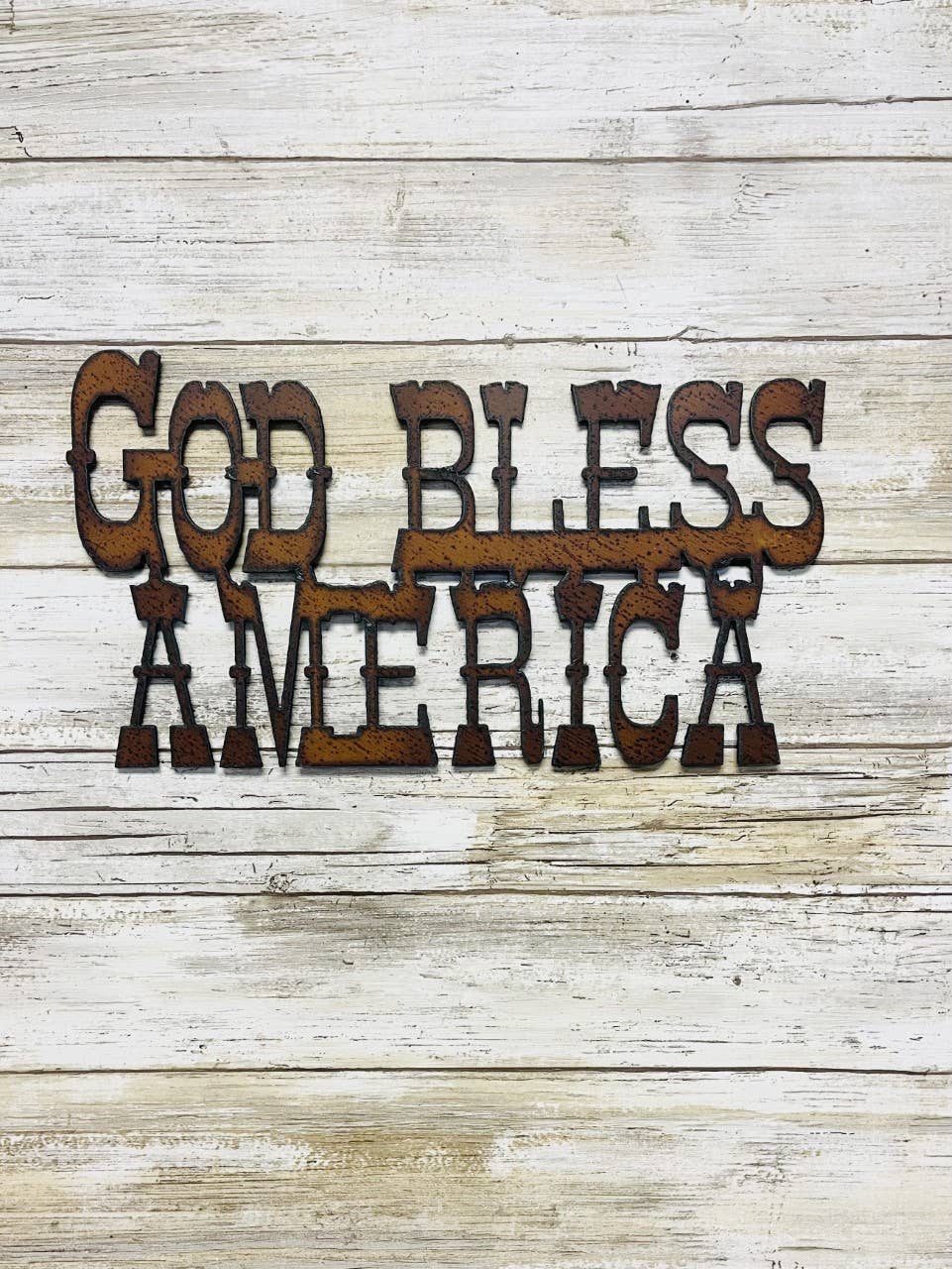 God Bless America Rustic Metal Wall Sign
