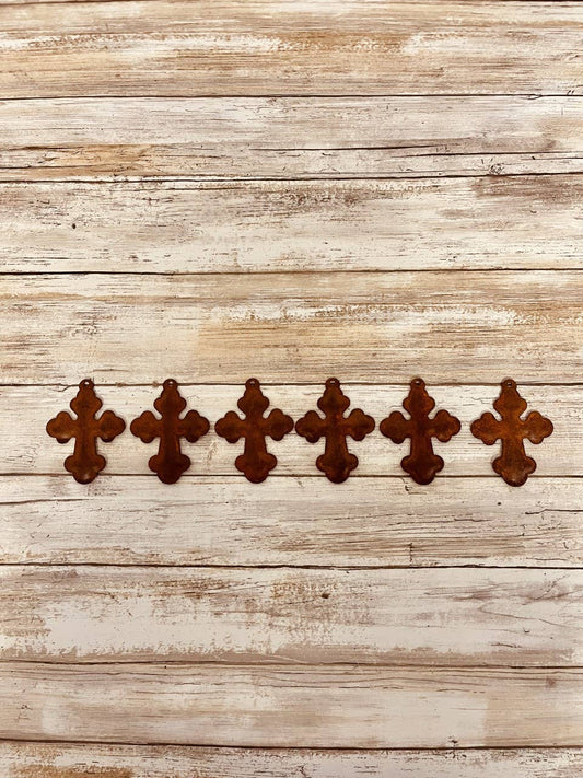 Chubby Cross Puffy Charm Set of 6 Rustic Religious DIY