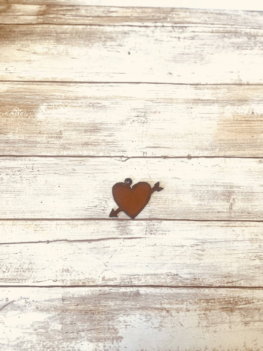 Cupid Heart Charm Rustic Metal Valentine Pendant
