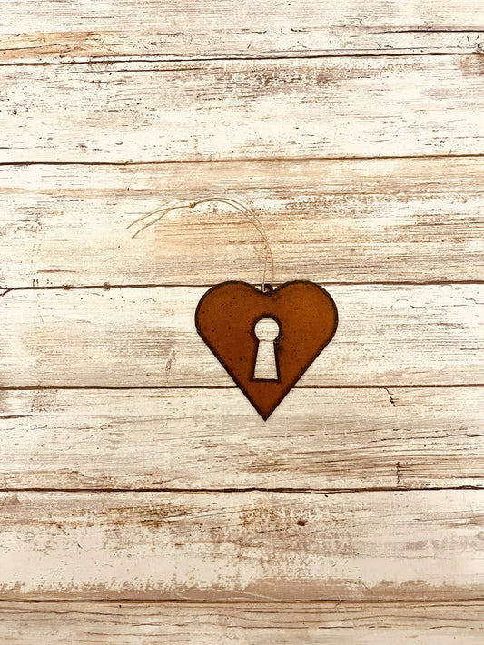 Heart with Keyhole Valentine Rustic Metal Ornament
