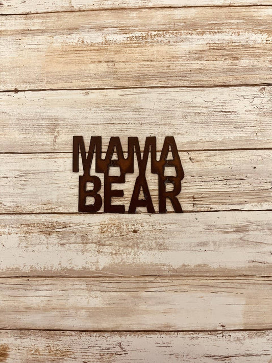 Mama Bear Rustic Metal Lodge Magnet