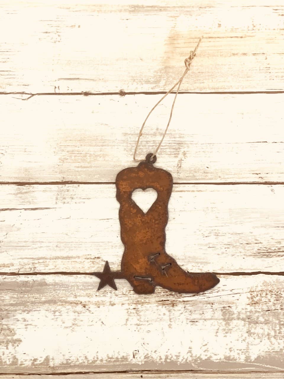 Boot with Heart Rustic Western Ornament