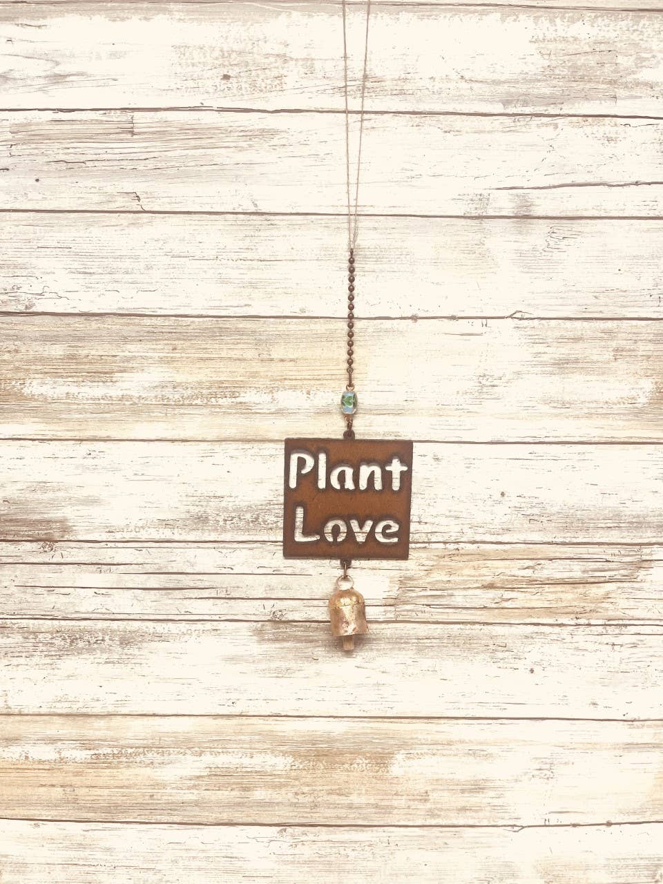 Plant Love Bell Inspirational Rustic Metal Garden Chime