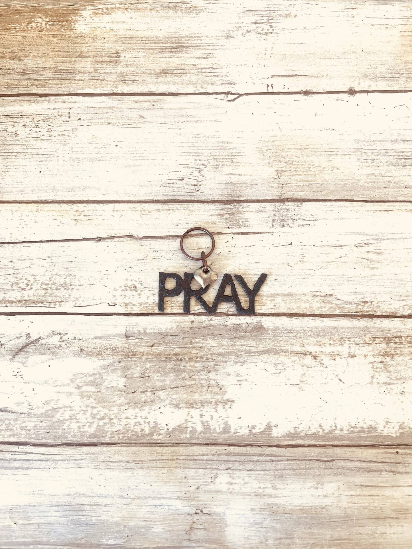Pray Key Chain Rustic Religious Gift