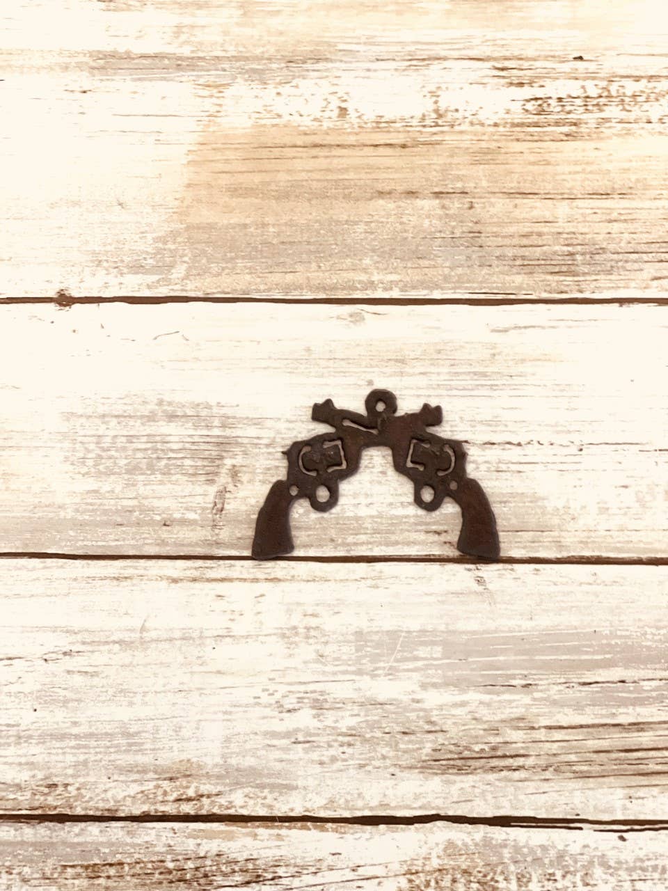 Crossed Pistols Charm Rustic Metal DIY Pendant
