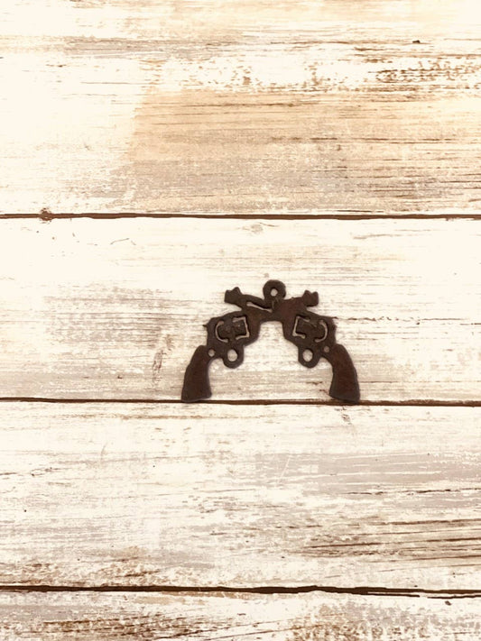 Crossed Pistols Charm Rustic Metal DIY Pendant