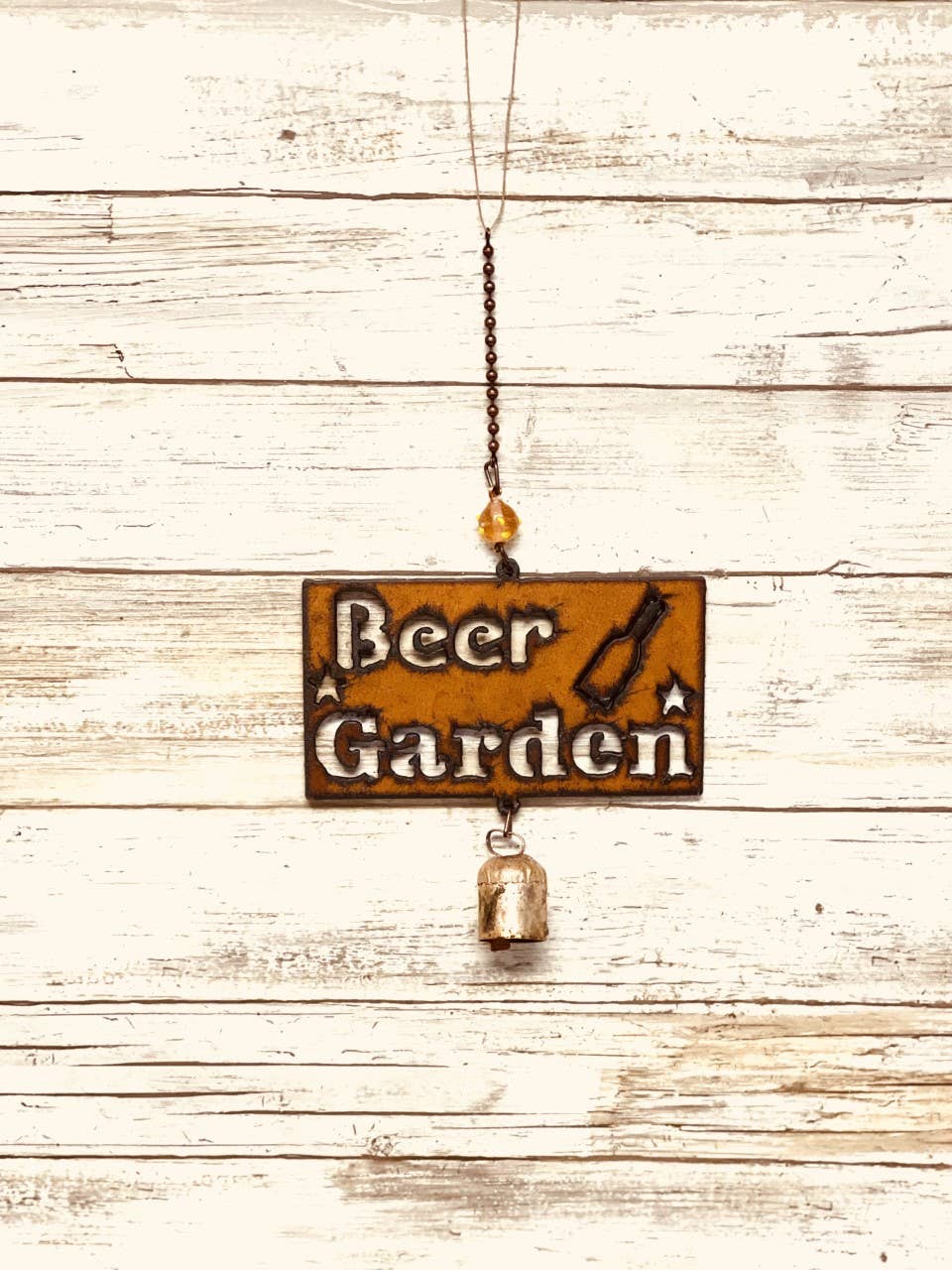 Beer Garden Word Bell Rustic Metal Chime
