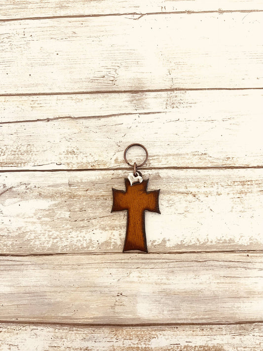 Cross Solid rustic Metal Keychain Religious Gift