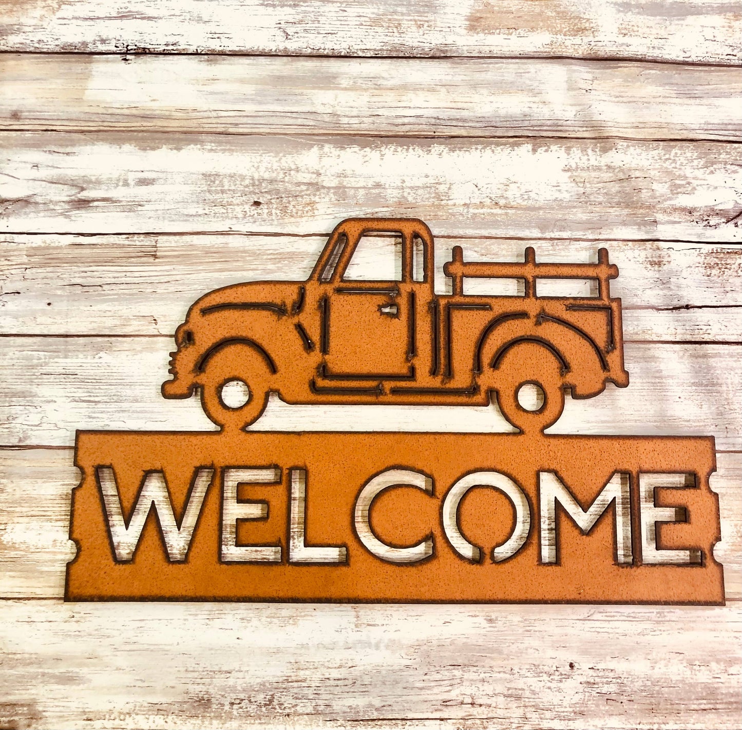 Vintage Pickup Truck Farm Rustic Horizontal Welcome sign