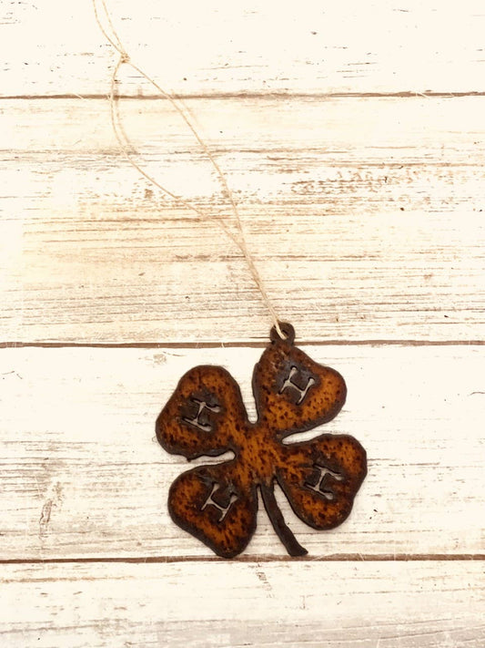 4H Clover Ornament Farm Life Rustic Metal Gift Christmas