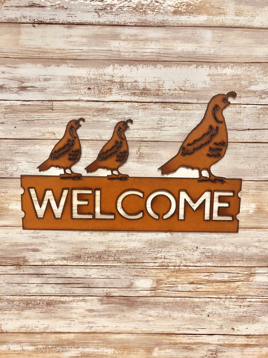Quail Family Southwest Horizontal Welcome Sign