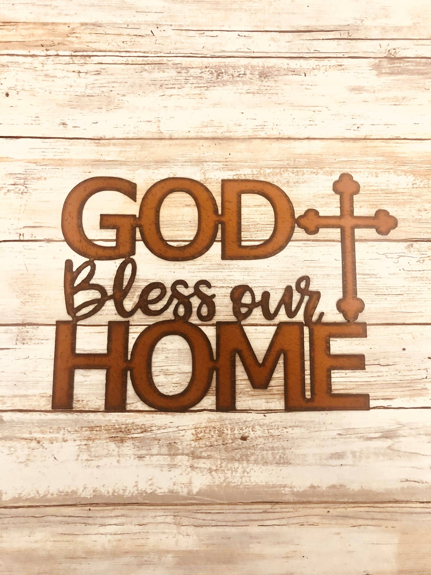 God Bless Our Home Rustic Metal Sign