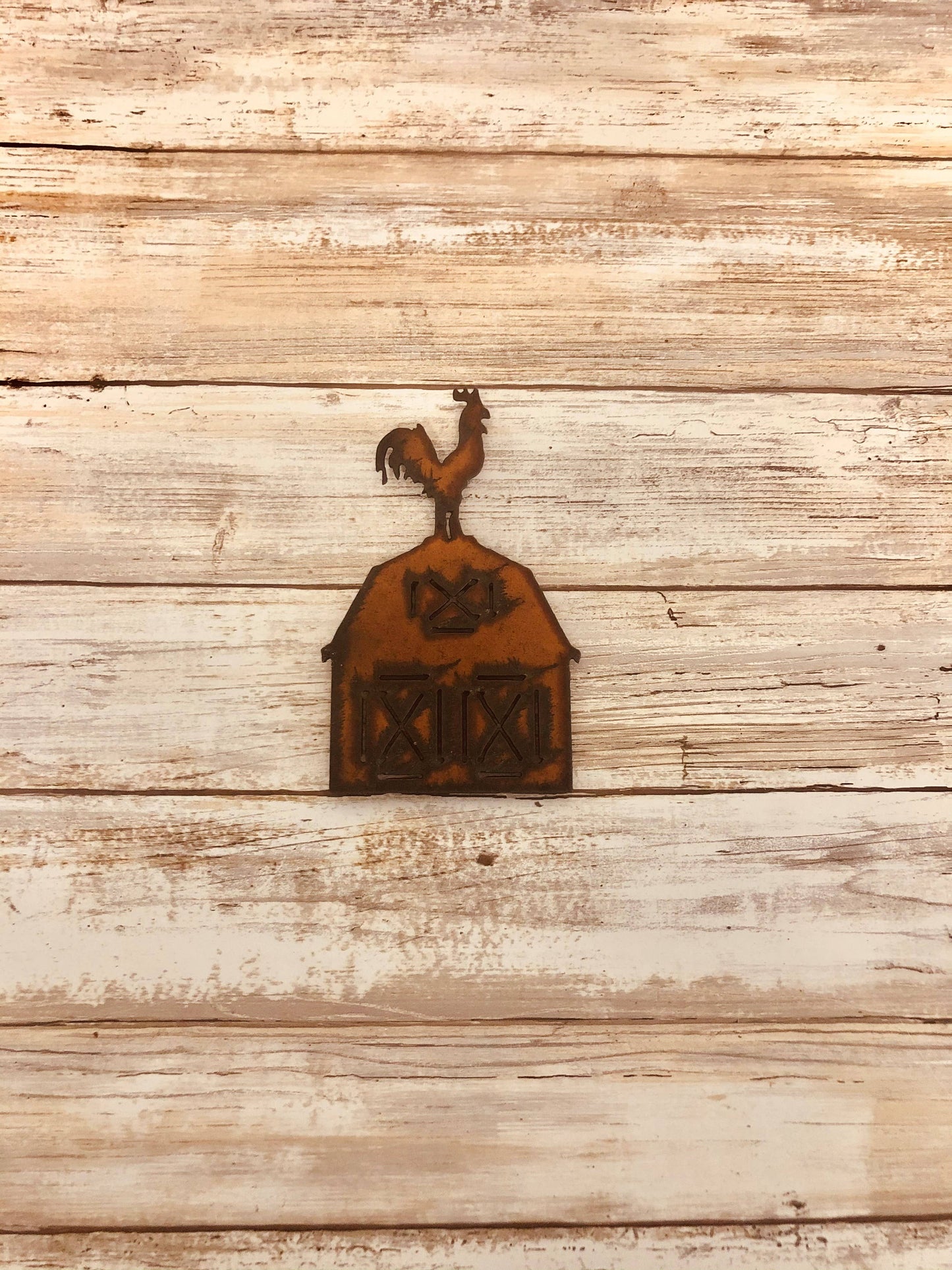 Barn with Rooster Rustic Iron  Magnet