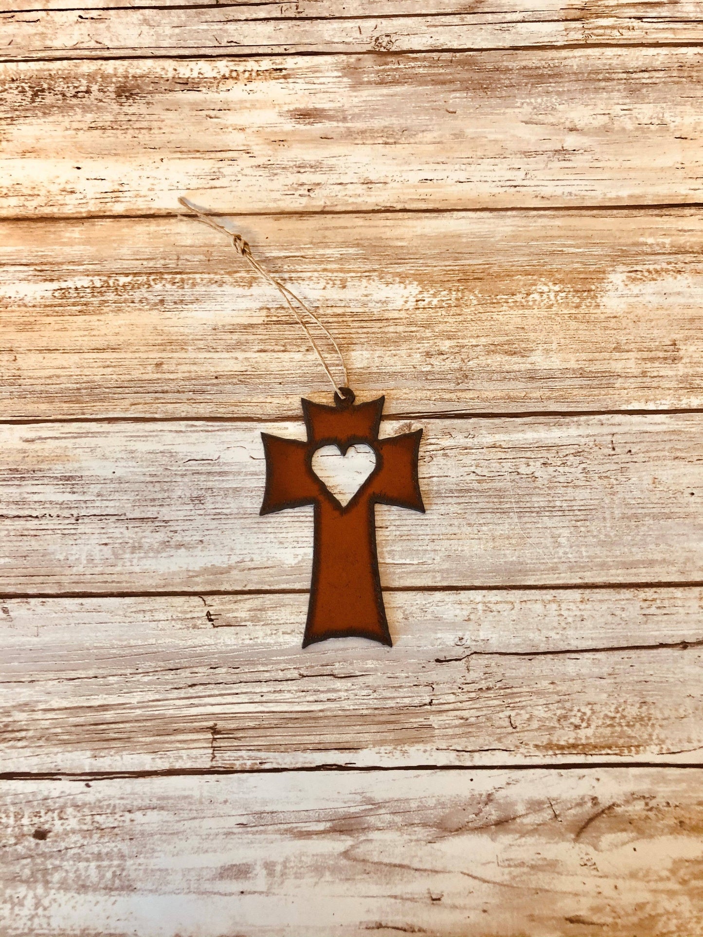 Cross with Heart Ornament