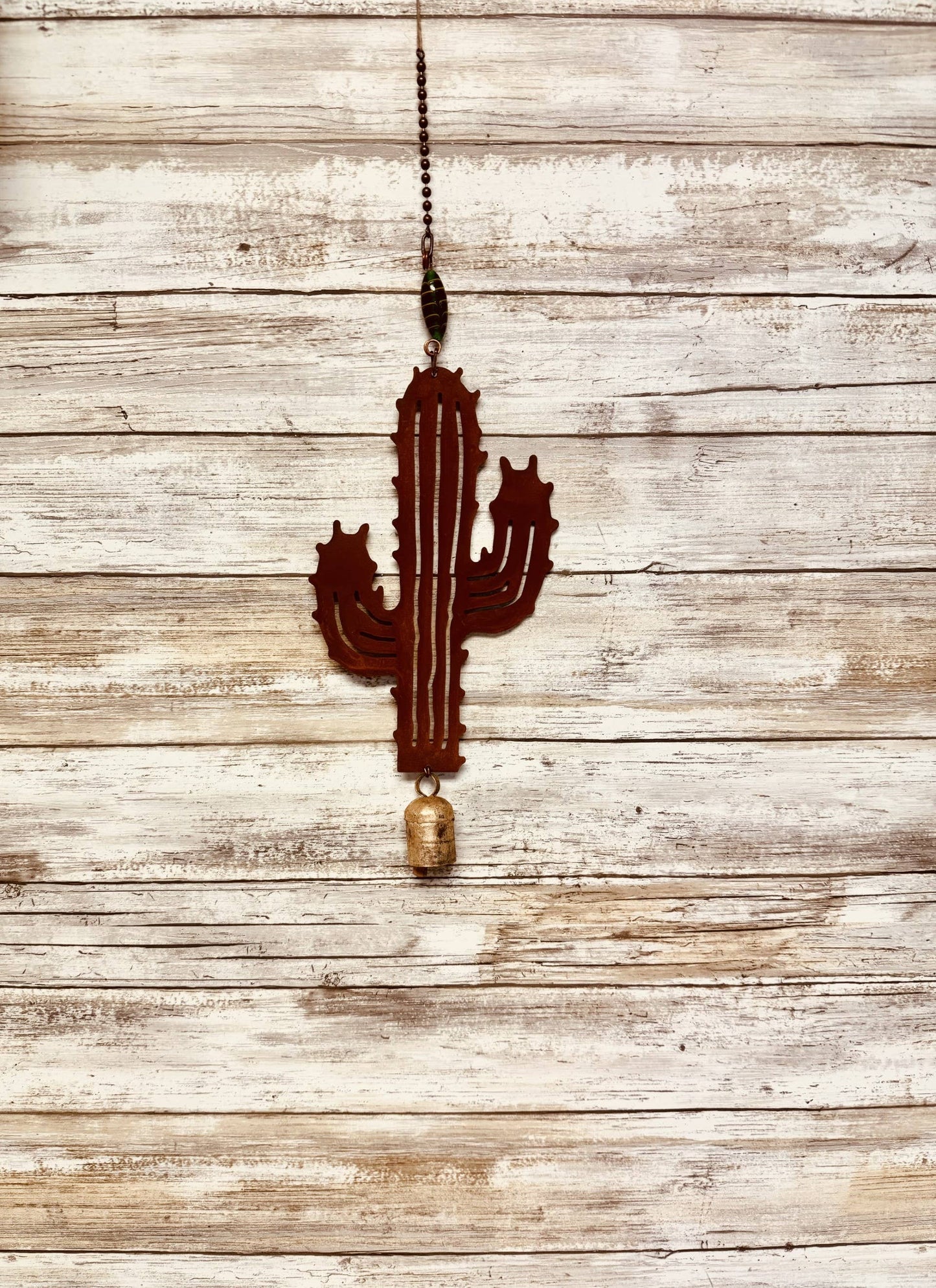 Cactus 8 Inch Southwest Garden Chime Bell Rustic Metal