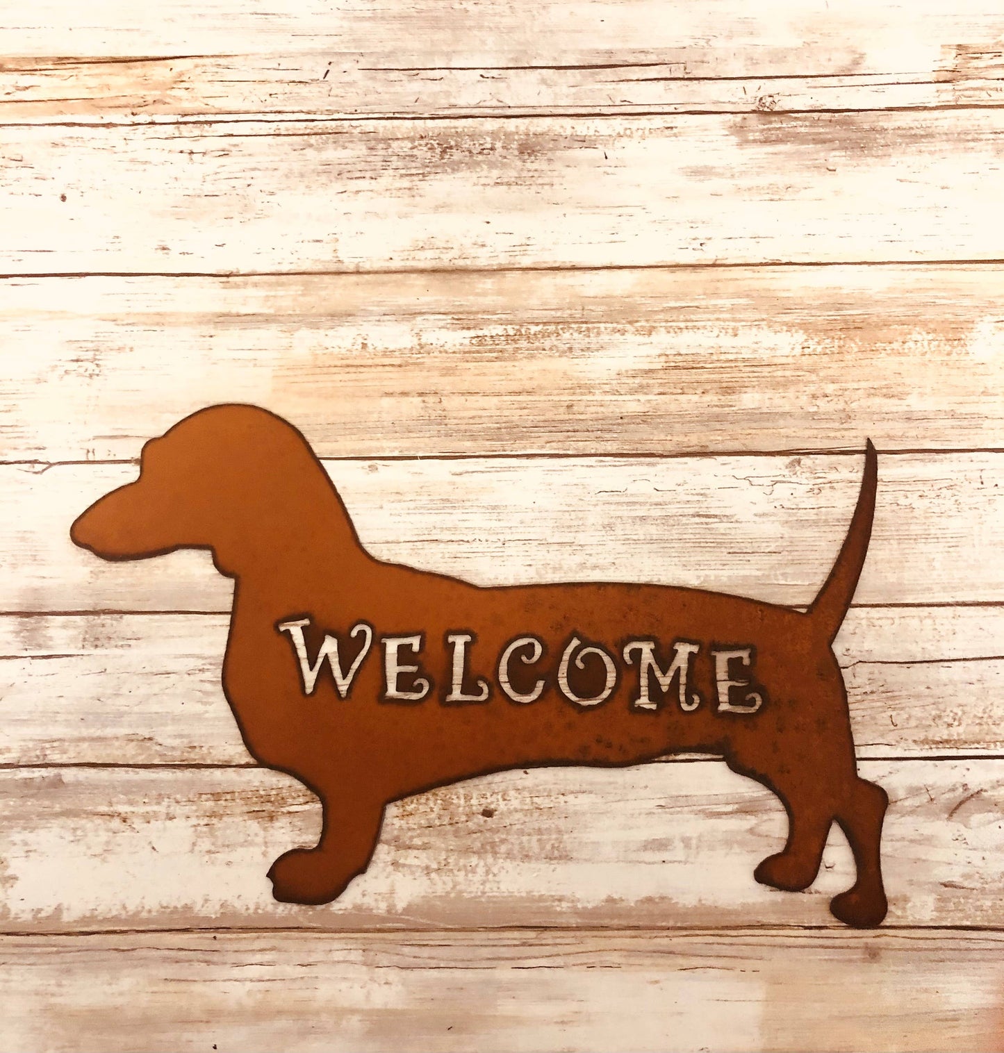 Dachshund Wiener Image Welcome Dog Rustic Metal Sign