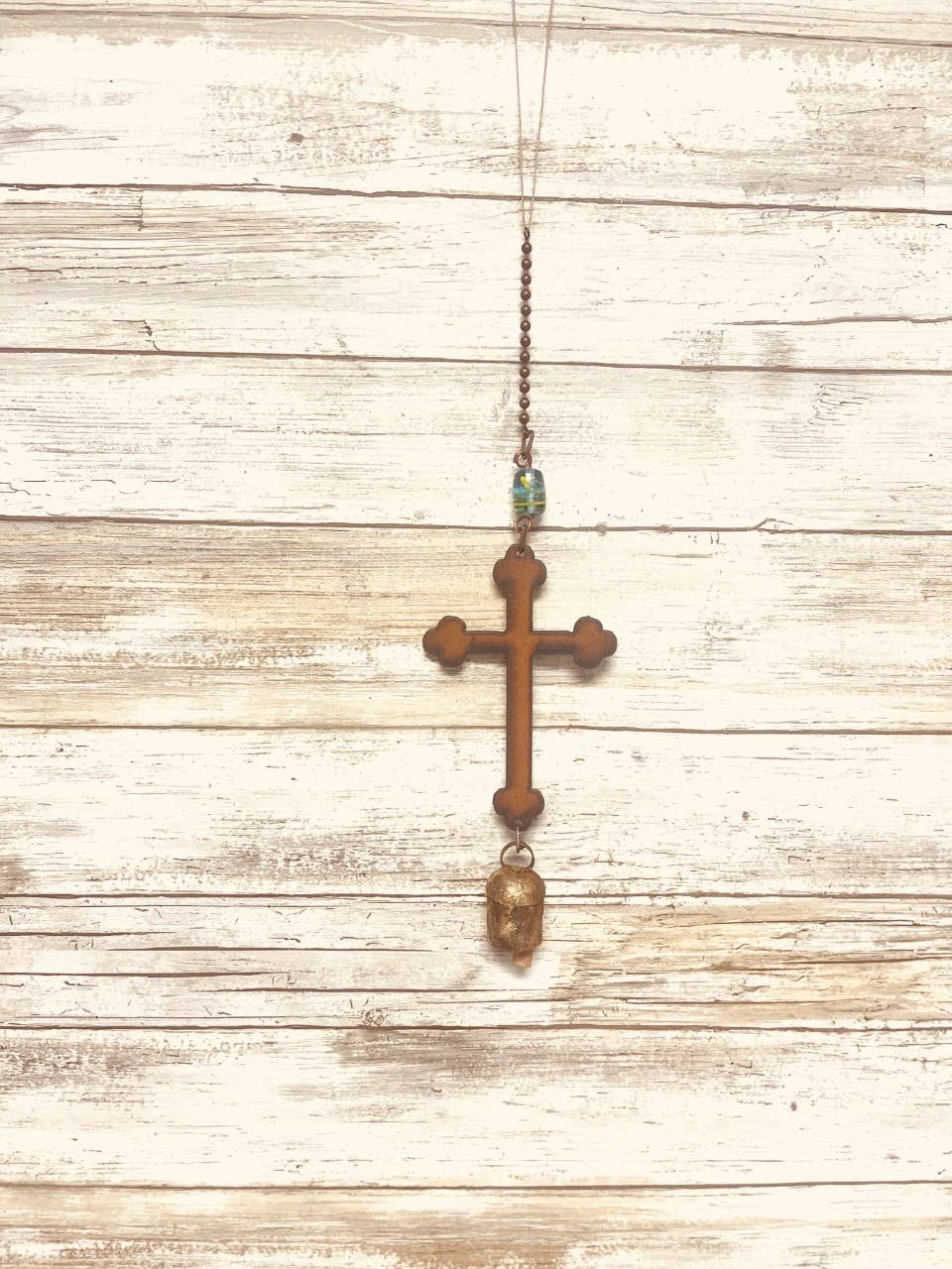 Vintage Cross Rustic Bell Garden Chime Funeral Gift