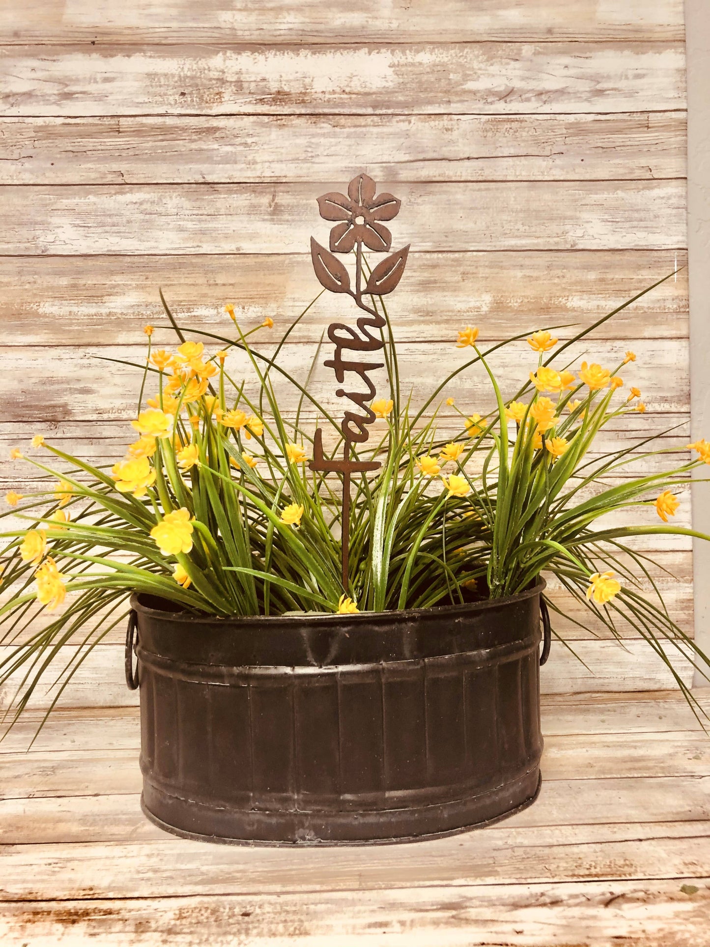 Faith with Flower Vertical inspirational  Garden Plant Stake