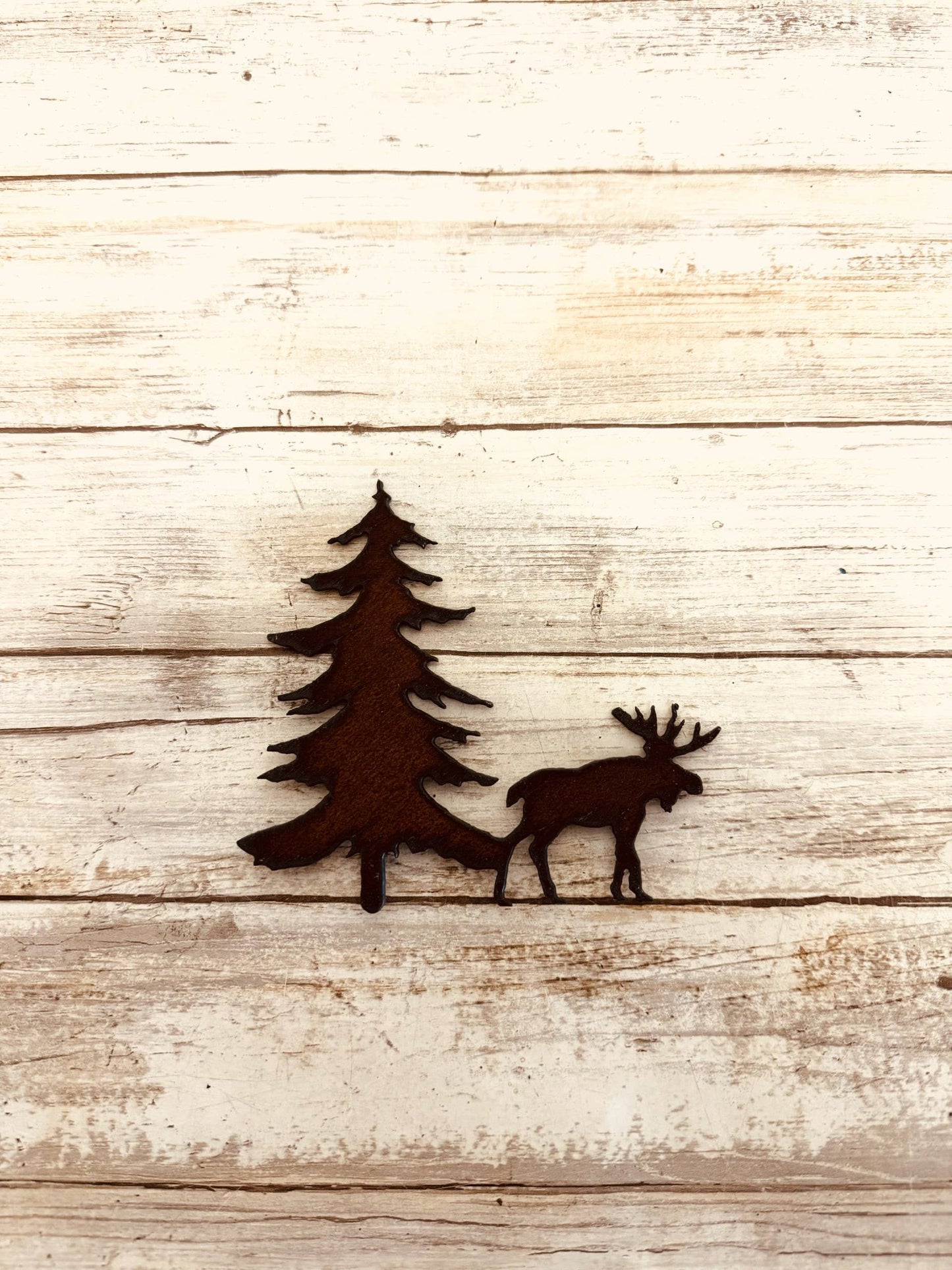 Moose and Tree rustic Lodge Magnet Alaska Montana Gift