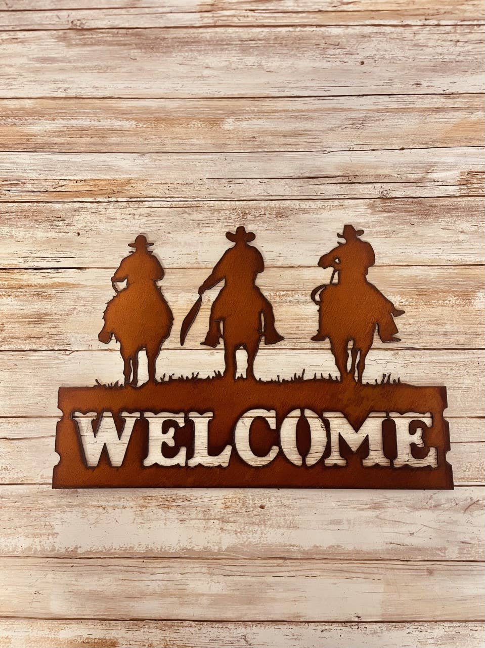 Outlaw Cowboys Horizontal Welcome Rustic Western Sign